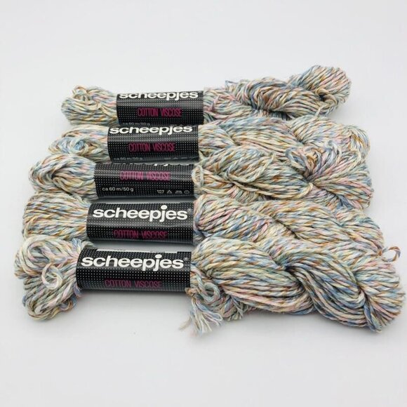 Scheepjes Yarn Lot of 5 Pastel Variegated Cotton Viscose Made in Holland New - Picture 1 of 5